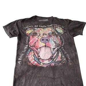 3D Tees Dog Graphic T-Shirt Colorful Pitbull Animal Lover Tee Womens S‎